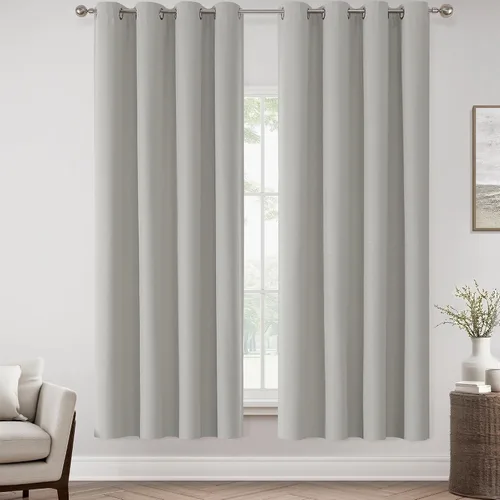 Vista 78 de ChrisDowa Cortinas 100% Opacas de Abedul Sólido de 45 Pulgadas de Largo, 2 Paneles para Dormitorio y Sala de Estar, Estilo Granja Oscurecedoras