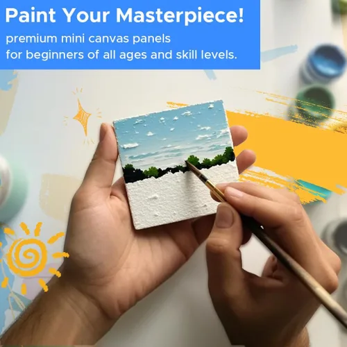 Vista 4 de YOURSORTER Mini Lienzo para pintar 4x4 pulgadas, paquete de 20 pequeños lienzos para pintar para novatos y artistas, imprimados con gesso libres