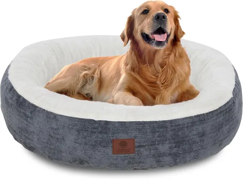 Vista 12 de AMERICAN KENNEL CLUB Cama redonda de tela Mason de 23 pulgadas para mascotas, elegante cama lavable para perros con parte inferior antideslizante