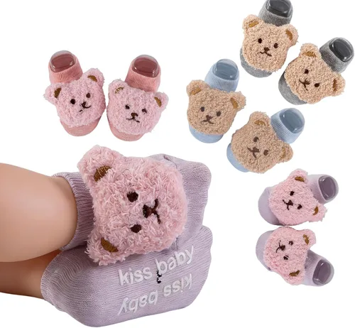 Vista 8 de Calcetines de algodón con agarre antideslizante para bebés, bebés, niñas, regalos para niñas