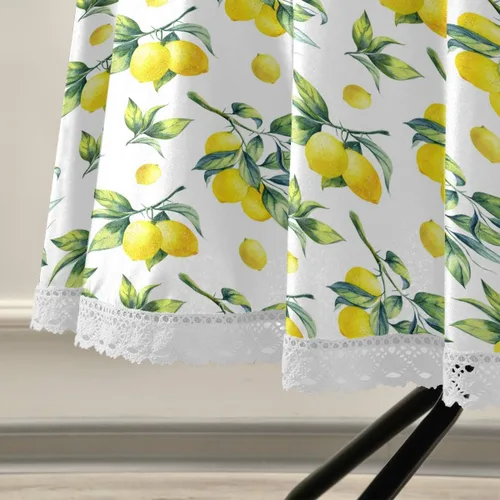 Vista 2 de Senya Mantel decorativo con patrón de limón para fiestas de mesa circulares