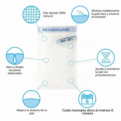 Vista 6 de MicrodermaMitt Manopla exfoliante profunda original para cuerpo, removedor de piel turco Kessa muerta y exfoliante corporal para queratosis pilaris