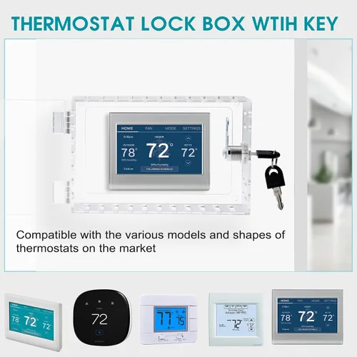 Vista 5 de SUTINE Caja de bloqueo de termostato, transparente, rectangular, 1 unidad, universal, montaje en pared, control HVAC, protector de termostato