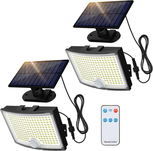 Vista 7 de Adiding Luces Solares para Exteriores, Luces de Inundación LED de 2800LM con Cable de 5 m, Luces Solares con Sensor de Movimiento y Control Remoto