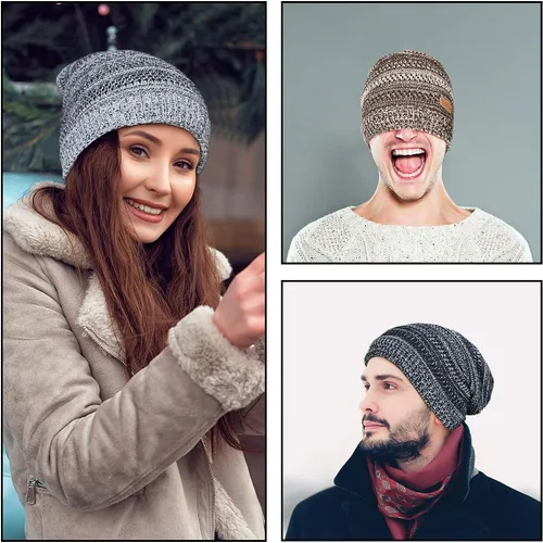 Vista 7 de Omechy. - Gorro de punto para hombre de invierno, gorro cálido.