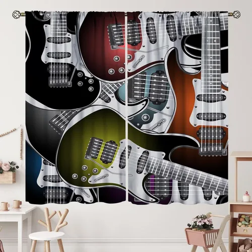 Vista 19 de Cortinas de jazz para mujer americana, estilo grunge, estilo grunge, con bolsillo para barra, para dormitorio, sala de estar, decoración