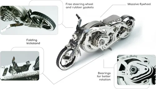 Vista 3 de Time for Machine - Chrome Rider - Rompecabezas mecánico 3D para adultos, kit de modelo mecánico para autoensamblaje, modelo de bicicleta