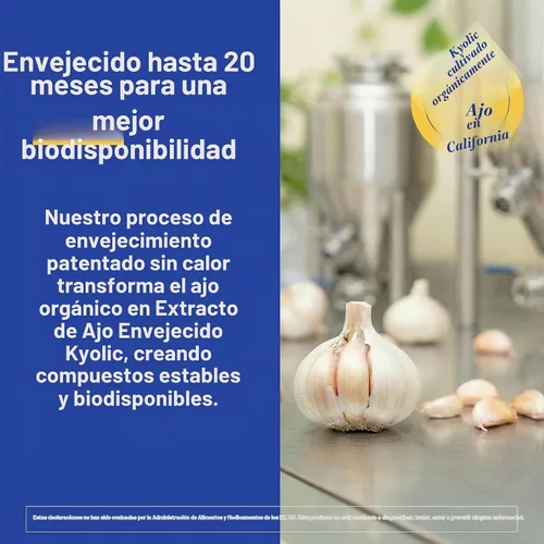 Vista 6 de Kyolic Fórmula 104 Aged Extracto de ajo, Lecitina, Colesterol, Cápsulas, 104-43, 1, 1 Extracto de ajo envejecido orgánico inodoro y lecitina