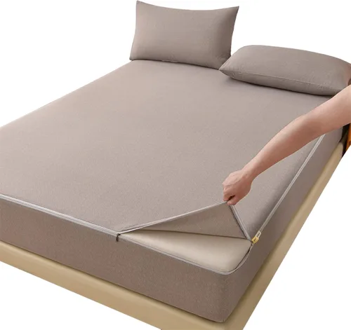 Vista 10 de 6-Sided Fully Encased Mattress Cover with Zip-Off Removable Top Blue