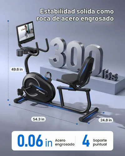 Vista 8 de MERACH Bicicleta Reclinable Estática para el Hogar con Bluetooth Inteligente y Aplicación Exclusiva para Bicicletas de Ejercicio, LCD, Manillar