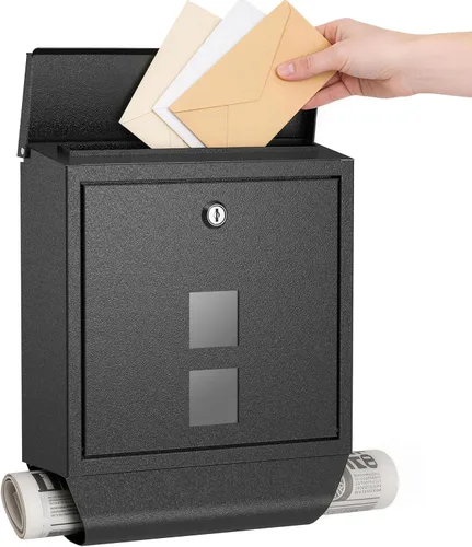 Vista 10 de Caja fuerte de buzón de pared con cerradura para negocios - Caja de seguridad resistente de 1.2mm con código - Caja de seguridad vertical a prueba