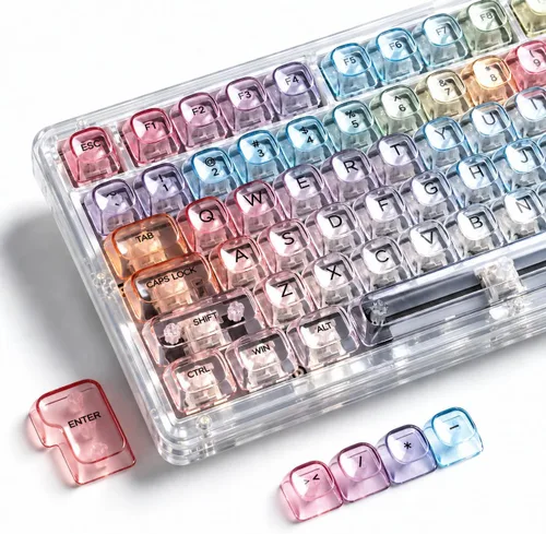 Vista 8 de Ice Clear - Juego de teclas transparentes de 126 teclas, teclas de teclado de perfil ASA, compatibles con MX-para teclado mecánico