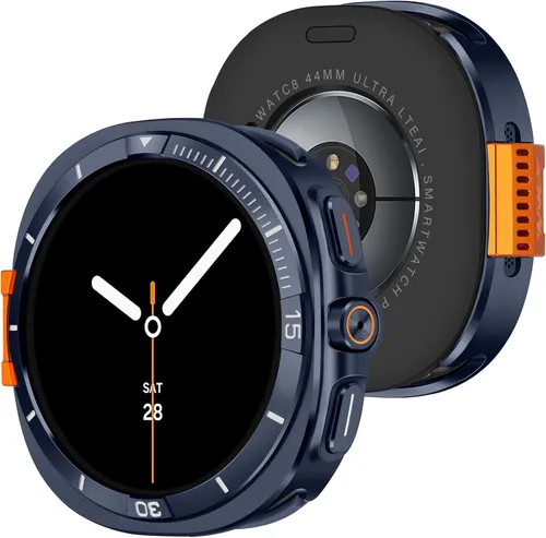 Vista 9 de Amizee Funda de metal compatible con Samsung Galaxy Watch 8 de 1.732 pulgadas con cubierta trasera, funda protectora resistente para Galaxy Watch 8