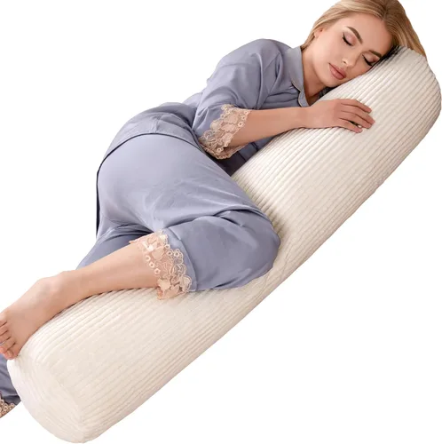 Vista 8 de 1 MIDDLE ONE Almohada corporal redonda de espuma viscoelástica para adultos, almohada firme y larga para cama, almohada cilíndrica con funda