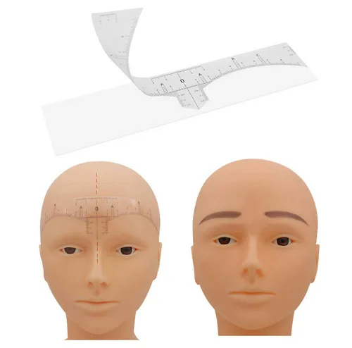 Vista 2 de Adhesivo adhesivo de regla de cejas para microblading – Plantilla adhesiva desechable de medición de cejas para tatuajes – Herramientas