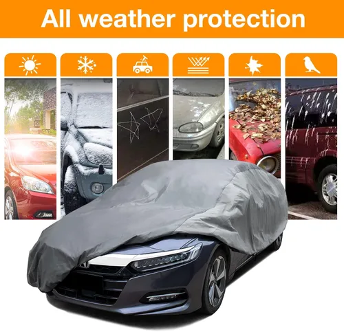Vista 3 de XCAR - Funda impermeable para automóvil, para todo tipo de clima, se adapta a sedanes de hasta 160 pulgadas Windproof Buckles, Breathable Fabric