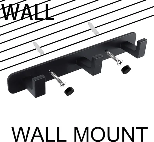 Vista 6 de Perchero, 3 Ganchos Triples de Acero Inoxidable Resistente, Ganchos de Pared Montados en la Pared, Barra de Ganchos Rústica para Ropa/Llaves