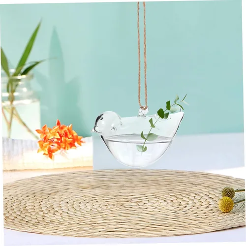 Vista 4 de Alipis 2pcs Hanging Glass Flower Pot Bird Shape Hydroponic Planter for Indoor Home Decor Creative Terrarium Container for Succulent Plants