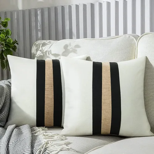 Vista 7 de JASEN Fundas de almohada negras de 12 x 20 pulgadas, fundas de almohada decorativas estilo bohemio lumbar para sofá o cama