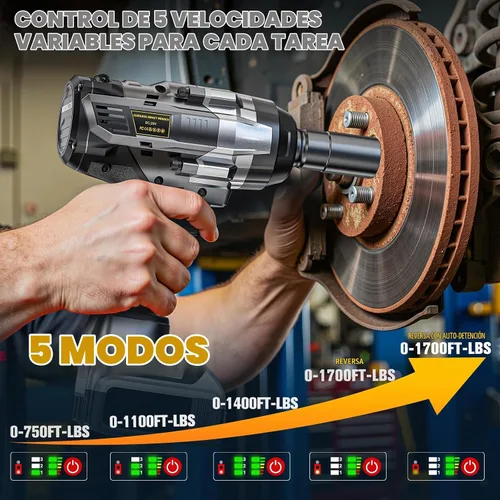 Vista 2 de Llave de impacto inalámbrica de 1/2 pulgada para batería DeWalt Max20V: Llave de impacto de alto torque de 1700 pies-libras, herramienta de servicio