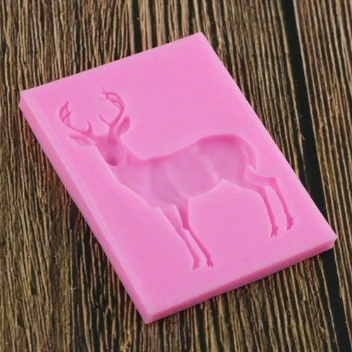 Vista 4 de ausuky Molde de forma de ciervo de Navidad 3D Craft Jabón Silicona Fondant Cake Decoración Molde