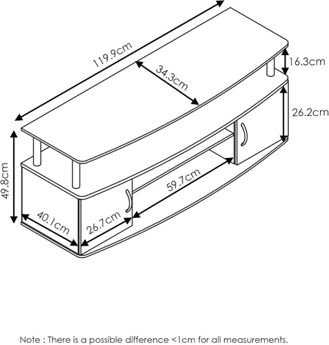 Vista 3 de Furinno Jaya - Soporte de entretenimiento grande para TV de hasta 55 pulgadas, roble francés gris/negro y mesa auxiliar de diseño simple, paquete