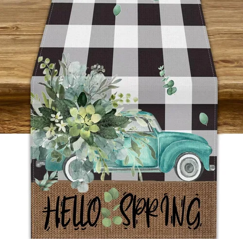 Vista 7 de Camino de mesa de estilo rústico retro, decoración de mesa de cocina, sala de estar, comedor, para el hogar, con diseño de osos, alces, ciervos