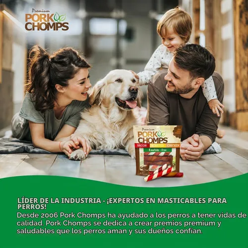Vista 6 de Pork Chomps Masticables para perros de piel de cerdo al horno, 6 en giros