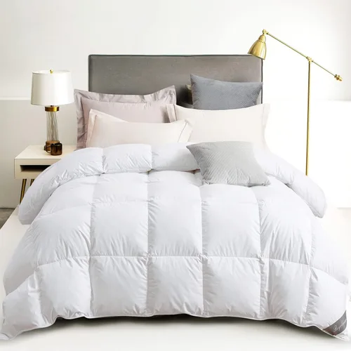 Vista 11 de Royoliving Edredón de plumas blanco para todas las estaciones con funda de 400 hilos, 100% algodón, relleno de edredón de calidad hotelera