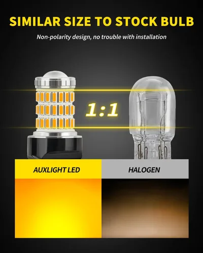 Vista 4 de AUXLIGHT 7440 7441 7443 7444 T20 992 W21W - Bombillas LED ámbar amarillas ultrabrillantes de 60-SMD, reemplazo necesita resistencia de carga extra