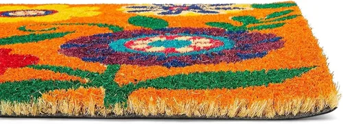 Vista 5 de Juvale Tapete floral de fibra de coco – 17 x 30 pulgadas, natural y moderno – Tapete de bienvenida al aire libre para puerta delantera y patio