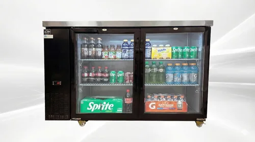 Vista 3 de Enfriador de barra trasera de cerveza 60 "Refrigerador comercial NSF Display Cooler 2 Puerta de vidrio 15.8 pies cúbicos 446 litros UUB24-2.12 oz