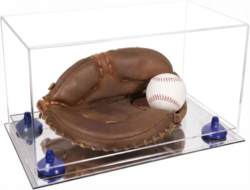 Vista 57 de Better Display Cases Vitrina de guantes de béisbol de acrílico transparente con elevadores negros (A011/V16)
