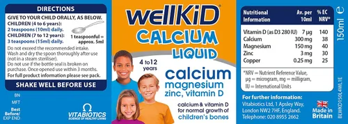 Vista 9 de Wellkid por Vitabiotics Calcio Líquido 5.1 fl oz