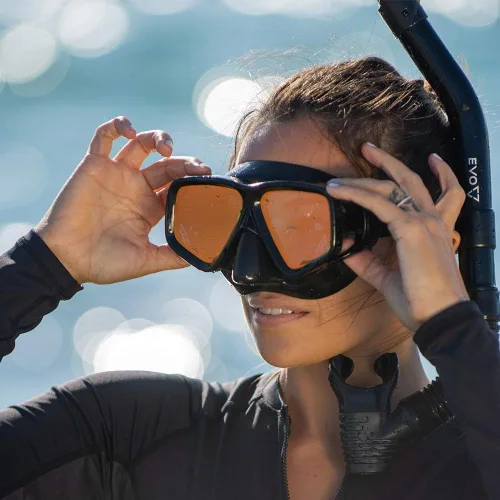 Vista 6 de EVO Hi Definition Máscara y Snorkel Combo - Lente dual - Máscara de esnórquel para adultos - Máscara de buceo y juego de esnórquel para adultos