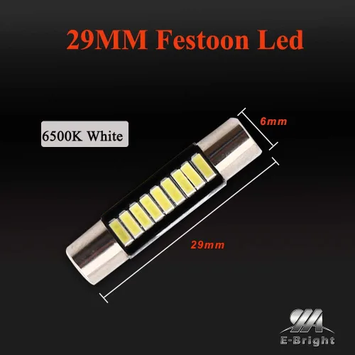 Vista 3 de YM E-Bright Festoon LED blanco de 1.142 in para luces de espejo de visera de coche, 6641 6612F 7065 LED Festoon Bulb 12V Dome Light, 4014-9SMD