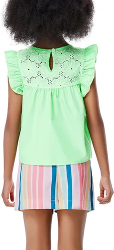 Vista 3 de Conjunto de 2 piezas de verano para niñas y niñas, camiseta y pantalones cortos