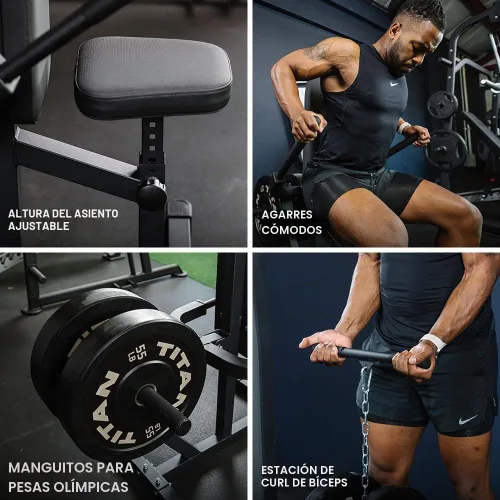 Vista 4 de Titan Fitness Máquina de inmersión sentada, máquina de inmersión con placa cargada de 200 libras, máquina de inmersión de tríceps sentada, respaldo