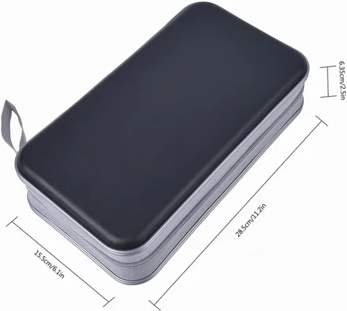 Vista 4 de UENTIP Funda para CD, capacidad para 96 CD, de plástico duro, cartera protectora para CD/DVD, para coche, hogar, viajes (96, negro) CD DVD