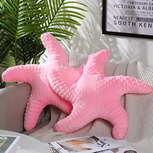 Vista 4 de Fumete Almohada de estrella de mar en forma de estrella de mar de playa de 20 pulgadas, lindo animal de peluche, decoración costera, almohada