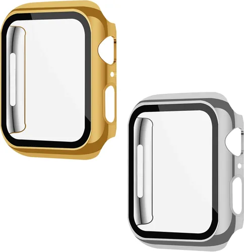 Vista 19 de Juego de 2 fundas con protector de pantalla de vidrio templado para Apple Watch SE (Gen 1/2/3) Series 4/5/6 40mm, tacto suave, protección