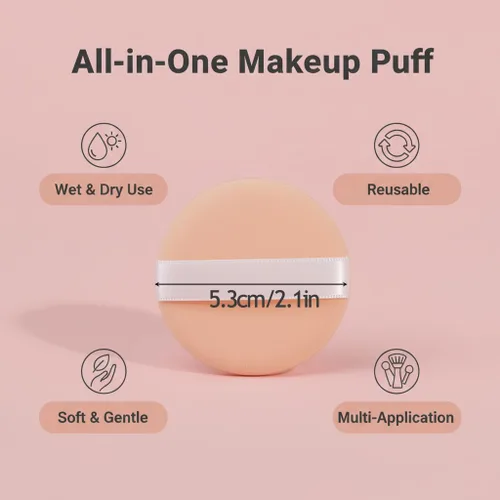 Vista 2 de 1 juego de 7 piezas de cojín de aire multifuncional, esponja de huevo para maquillaje en seco y húmedo, reutilizable, base de crema BB crema