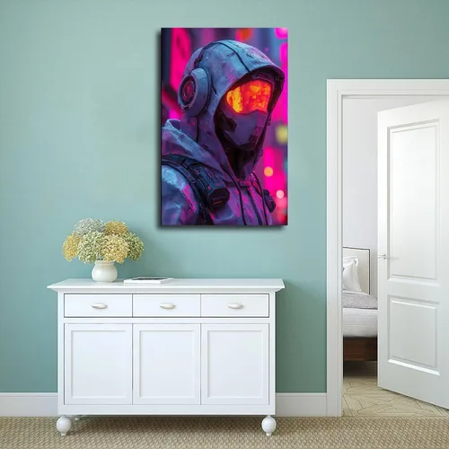 Vista 4 de Póster de dibujos animados retro Cyberpunk de los años 90, decoración de pared de arte callejero neón, póster de lienzo para jóvenes urbanos