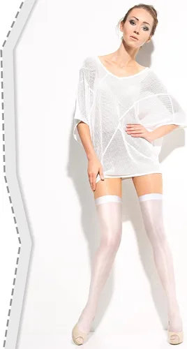Vista 2 de Geyoga 4 pares de medias altas brillantes para Halloween, cosplay, calcetines de seda brillante, calcetines transparentes sobre la rodilla para mujer