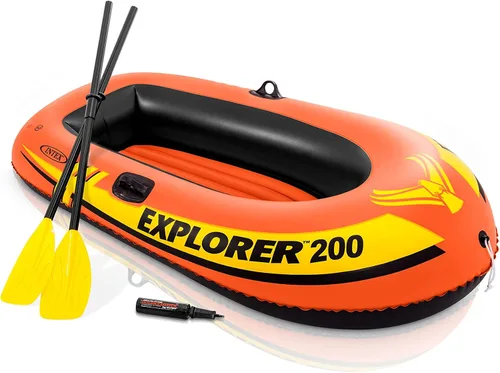 Vista 6 de INTEX Explorer Compact Inflatable Boat Series: Dual Air Chambers – Welded Oar Locks – Grab Handles – Bow Rope – Sporty Design