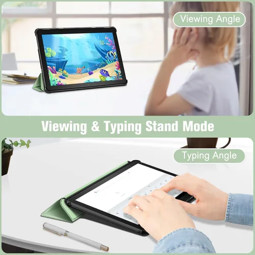 Vista 4 de Fintie Funda delgada para tableta Fire HD 10 (13ª generación, versión 2023) – Funda rígida de triple pliegue ligera con función de encendido