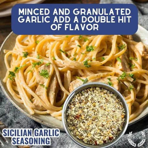 Vista 7 de Condimento de ajo siciliano Todo natural Sin OMG 1.8 oz (51 g) Mezcla de especias gourmet Lote pequeño Masaje artesanal Paquete