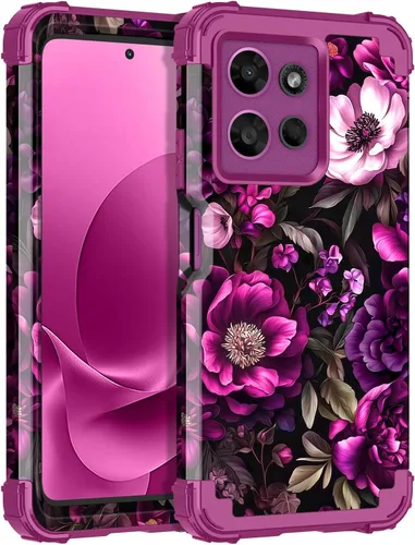 Vista 16 de LONTECT Funda para Moto Edge 2021, Moto Edge 5G UW, funda floral a prueba de golpes, 3 en 1, híbrida resistente, resistente, funda protectora
