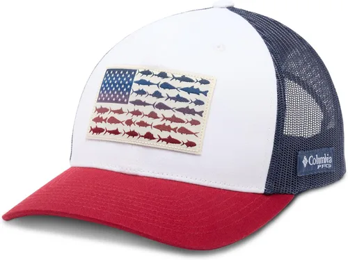 Vista 12 de Columbia Snapback de malla con bandera de pez PFG Negro y piedra oscura.