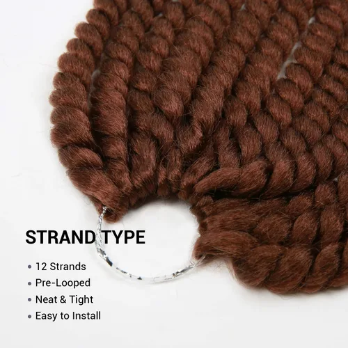 Vista 4 de Trenzas de ganchillo de pelo sintético auténtico doble Jumbo Senegalese Twist 12" (30) [AU-THEN-TIC Senegalese Twist] (12") - Natural Texture &